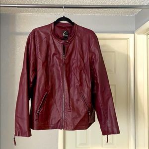 Maroon Leather Jacket - Lane Bryant - Size 18/20